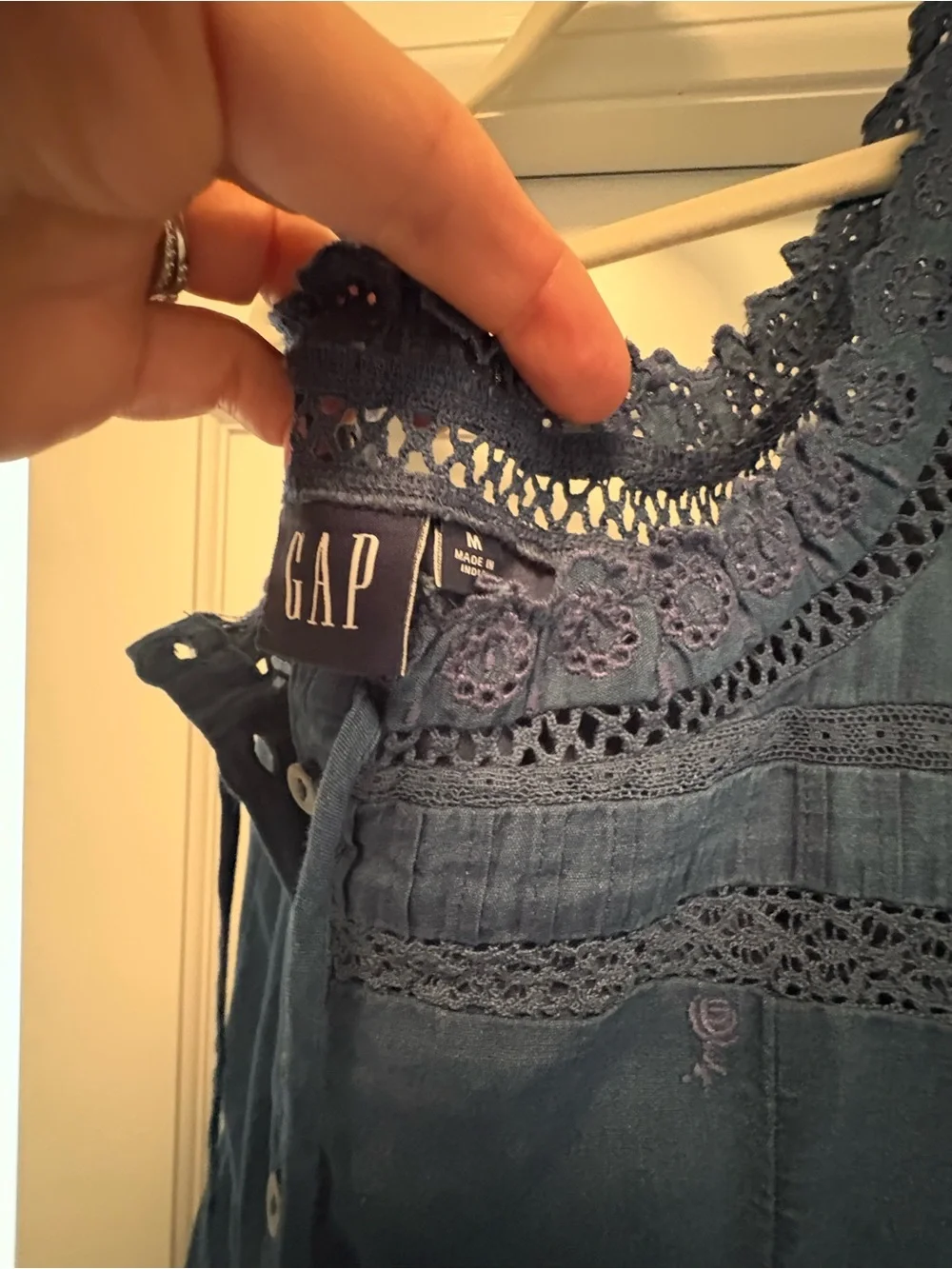 Gap Blue Tiered Lace-Trim Midi Dress - Picture 6 of 6